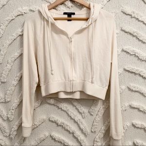 F21 Cropped Zip Up Hoodie